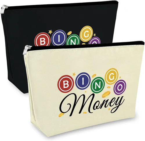Vista 12 de Sfodiary Bolsa de maquillaje cosmético para amantes del bingo - Regalos de casino para mujeres, Bolsa de maquillaje de regalo para amantes del bingo