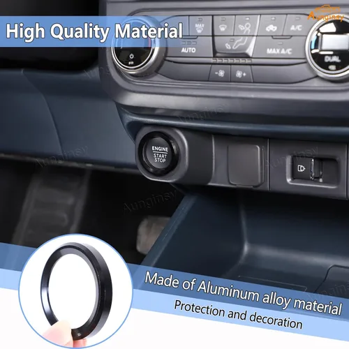 Vista 4 de Aunginsy Cubierta de anillo para decoración de arranque de motor de automóvil compatible con Ford Maverick 2022 2023 2024 de aluminio para botón
