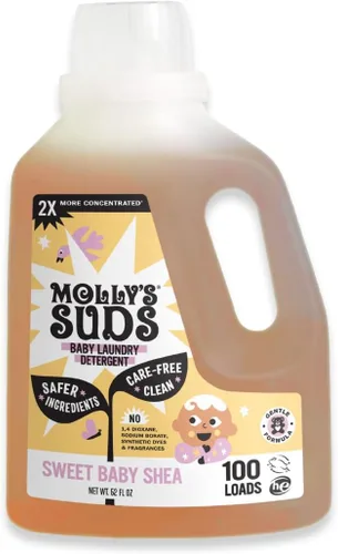 Vista 9 de Detergente líquido Molly's Suds para ropa de bebé Elimina leche de fórmula, caca y manchas de escupir Extra suave para bebés, niños pequeños