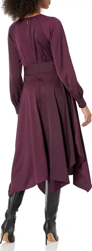 Vista 2 de KARL LAGERFELD PARIS WOMENS DRESSES Vestido midi con cinturón de crepé y espalda de satén para mujer