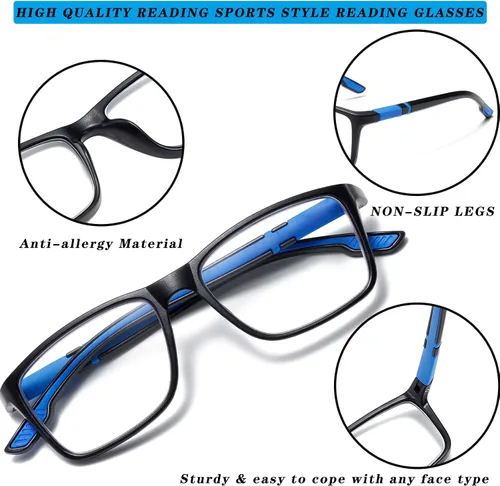Vista 3 de Viseng Gafas de lectura con bloqueo de luz azul para mujeres y hombres con filtro antideslumbrante (2 unidades, 1.5 unidades)