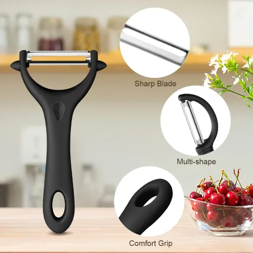 Vista 6 de AUAUY Juego de 2 peladores de patatas, juego de pelador giratorio de verduras en forma de Y e I, pelador de frutas para cocina, pelador de agarre