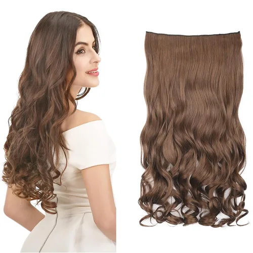 Vista 53 de REECHO Extensiones de cabello rubio, extensiones de una pieza con clip de 20" para mujer, extensiones de cabello sintético suave y natural con ondas