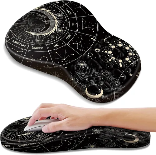 Vista 15 de YIWEI Alfombrilla de mouse ergonómica con soporte para muñeca, alfombrilla de mouse de espuma viscoelástica de gel para teclado de computadora