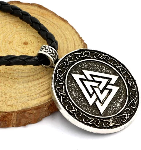 Vista 3 de Leprato Collar vikingo nórdico, amuleto de runa vikinga nórdica, dije de amuleto vikingo, regalo de joyería para hombres y mujeres
