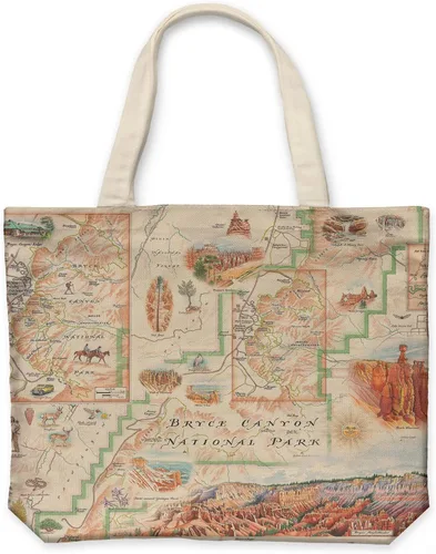 Vista 49 de Xplorer Maps Bolsa de lona con asas, bolsa de compras de comestibles de tela, bolsa reutilizable y ecológica, 100% algodón, lavable