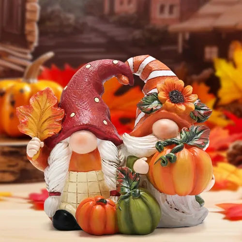 Vista 4 de Hodao - Decoración de gnomo de calabaza de Acción de Gracias, certerpiece