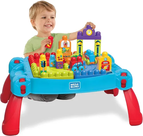 Vista 13 de Mega Bloks First Builders Build 'n Learn - Mesa con bloques de construcción grandes, juguetes de construcción para niños pequeños (30 piezas)