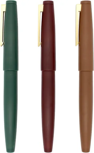Vista 4 de Gullor Pluma estilográfica de color X80, diseño simple con convertidor y caja de regalo, clip dorado, punta ultra fina (0.012 in), marrón