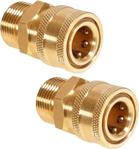 Vista 5 de TOOLCY Accesorios de conector rápido para hidrolimpiadora, paquete de 2 conectores hembra M22-0.551 in a enchufe de conexión rápida de 3/8 pulgadas