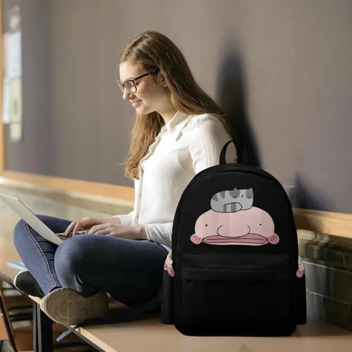 Vista 7 de Linda mochila para portátil de pez globo y gato para mujeres y hombres, bonita bolsa de hombro impresa para viajes, deportes, trabajo