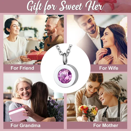 Vista 5 de ChainsProMax Collar de piedra natal de 12 meses para mujer, cadena de acero inoxidable ajustable, regalos, caja de regalo