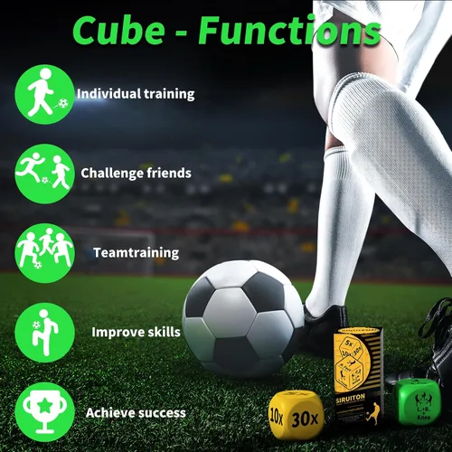 Vista 5 de SIRUITON Dados de entrenamiento de fútbol (2 piezas) – Regalos divertidos y portátiles de entrenamiento de habilidades de fútbol para niños y niñas