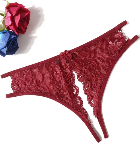 Vista 3 de Avidlove Bragas de encaje para mujer, ropa interior sexy con encaje floral con bonito centro de lazo