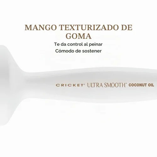 Vista 6 de Cricket Cepillo térmico de coco ultra suave, barril de cerámica de 1.5 pulgadas, aceite de coco y queratina, cerdas antiestáticas resistentes al