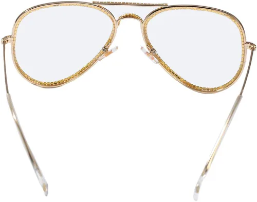 Vista 6 de Moca Jewelry - Gafas de hip hop con diamantes de imitación de diamantes de imitación con marco de metal de cristal para hombres y mujeres