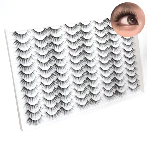 Vista 9 de Azenlo Pestañas postizas 48 pares, pestañas de visón sintético, pestañas tenues de 14mm, pestañas de ojo de gato esponjosas 3D, paquete al por