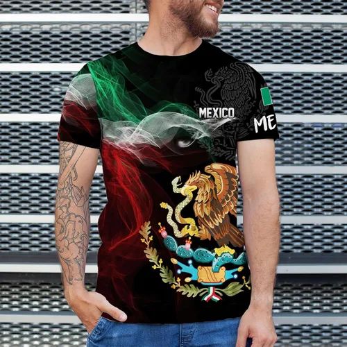 Vista 5 de Camisas mexicanas aztecas de manga corta de verano México camisa unisex 3D camisas