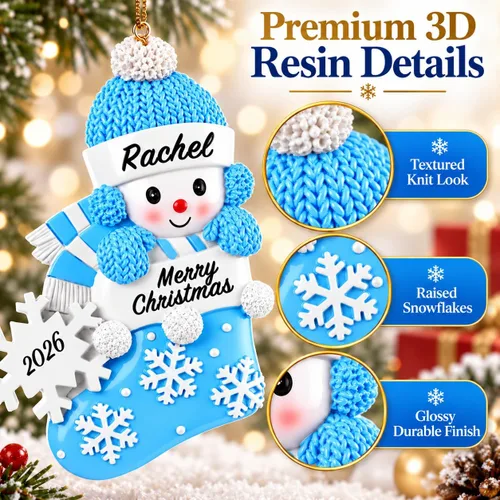 Vista 5 de Bemaystar 2025 Adornos Personalizados de Primer Navidad del Bebé - Adornos de Navidad de Resina Hechos a Mano con Nombre y Año - Adornos de Navidad
