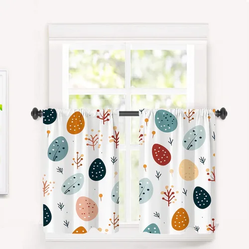 Vista 11 de Cortinas opacas de cocina con pintura al óleo de Europa rosa y negra para ventanas, cenefas opacas modernas de torre Eiffel de poliéster multicapa
