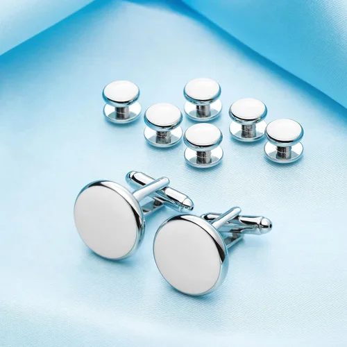 Vista 20 de Zealmer gemelos de acero inoxidable 316L para hombres, negocios, bodas, 1 par