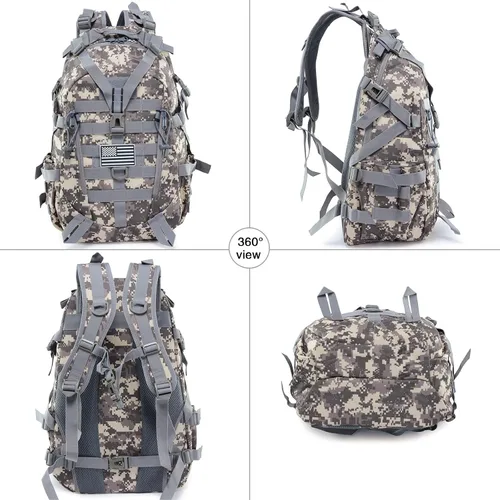 Vista 6 de LIMHOO Mochila táctica para motocicleta, bolsa militar Molle, mochila EDC para senderismo, ciclismo, camping, senderismo, caza, viajes, con correas