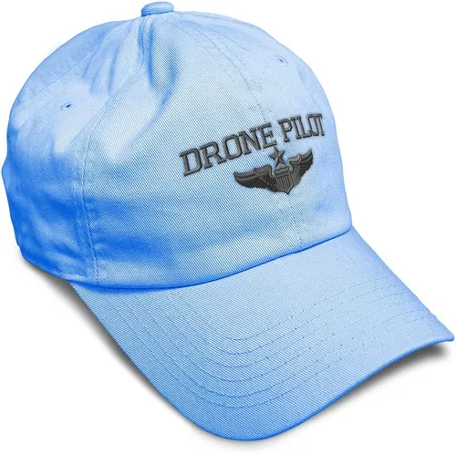 Vista 47 de Gorra de béisbol suave, dron, piloto, gris, bordado, insignias, ovnis, algodón, para papá veterano, sombreros para hombres y mujeres Aqua Design Only