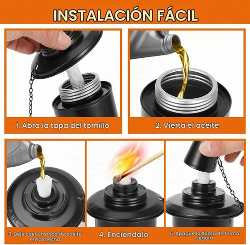 Vista 3 de Recipientes de repuesto para antorchas, linternas recargables de bambú para linterna, repuesto para patio, terraza, jardín, fiesta, paisaje