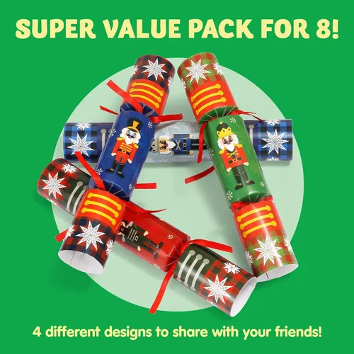 Vista 2 de JOYIN Paquete de 8 recuerdos de fiesta de Navidad con diseño de cascanueces sin broches para fiestas con suministros de fiesta para niños y adultos