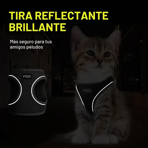 Vista 4 de Juego de arnés y correa Fida para gatos y cachorros para caminar, a prueba de escapes, arnés para gatitos con malla transpirable liviana y suave