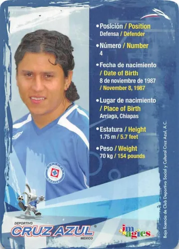 Vista 2 de 2009-10 Imagics Futbol Mexicano Cruz Azul Soccer #2/80 Julio César Domínguez Cruz Azul Oficial de la Liga Mexicana de Fútbol