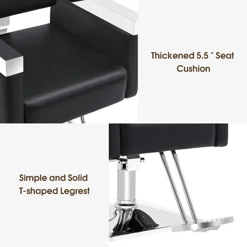 Vista 5 de BarberPub Clásico Recline Silla de peluquero hidráulica Salón Spa Silla de peluquería Equipo de belleza de peluquería 3018 (negro)