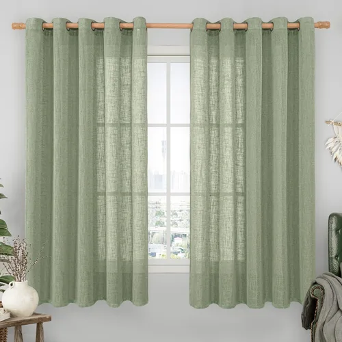Vista 112 de LAMIT Cortinas de lino marrón caramelo para sala de estar, 84 pulgadas, de lino sintético, texturizado, filtrante de luz, paneles de privacidad