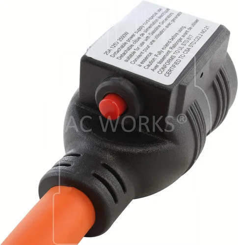 Vista 5 de AC WORKS Cable adaptador hembra doméstico de 4 clavijas de 220 voltios a 120 voltios y 15/20 amperios
