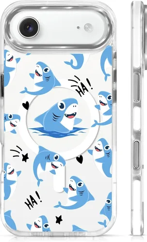 Vista 101 de Funda para iPhone 13 Pro, transparente con bonito patrón de tiburón azul, compatible con Magsafe funda protectora suave para mujeres y niñas (blanco)