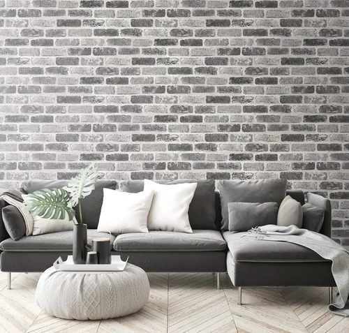 Vista 4 de NextWall Papel tapiz autoadhesivo de ladrillo sintético lavado (gris)