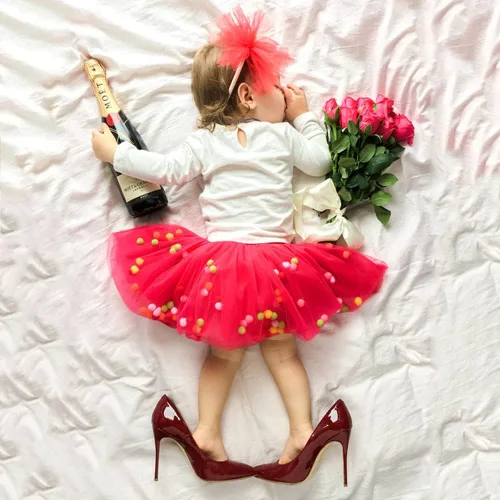 Vista 2 de YOHA Vestido tutú de cumpleaños para niñas pequeñas, tutú de sirena, suave, con pompones, para niñas pequeñas