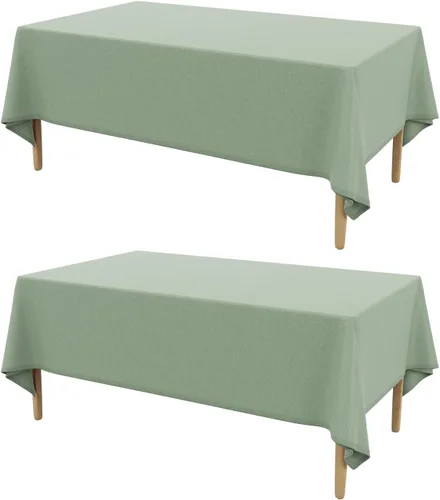 Vista 31 de AUSSPVOCT 2 manteles de lino texturizado para mesa rectangular, 52 x 70 pulgadas, mantel rectangular impermeable, lavable, tela para mesa