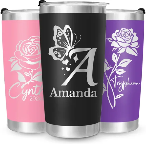 Vista 10 de Vaso de café aislado personalizado con nombre de texto, número de equipo, vaso de acero inoxidable grabado de 16 onzas, regalo personalizado