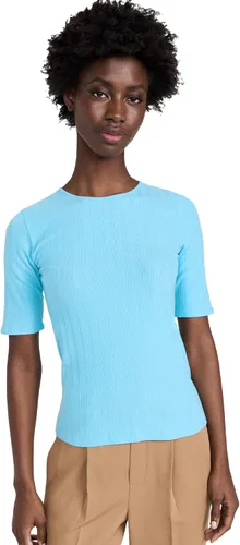 Vista 12 de Vince Top con cuello redondo y manga codo para mujer Ónix azul
