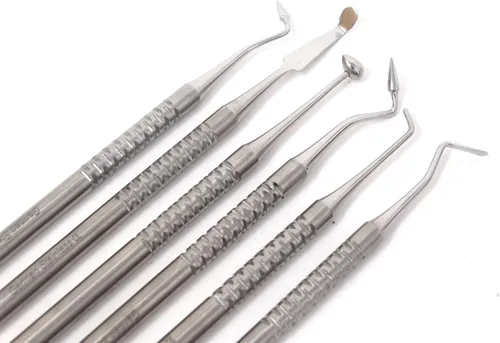 Vista 5 de Instrumento compuesto Dental Set de 6 piezas de llenado de plástico restaurador preparación talladores contorno tapón bola bruñidor cavidad diente