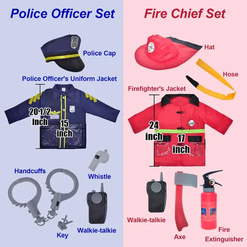 Vista 3 de TopTie 4 juegos de disfraces para niños con caja de regalo para niños de 3 a 7 años, uniformes de disfraces para niños, bombero, médico y cirujano