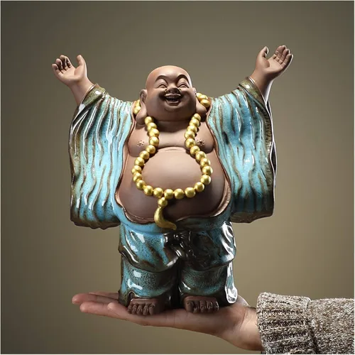 Vista 5 de NYKK, estatua china feng Shui, escultura creativa, mobiliario de oficina, maitreya, buda, sala de estudio, porche, cerámica, joyas, muebles