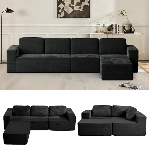 Vista 25 de Furnify Sofá modular tapizado de espuma de 30", Sofá de piso tapizado con almohada, Silla puf para dormitorio y sala de estar, No requiere