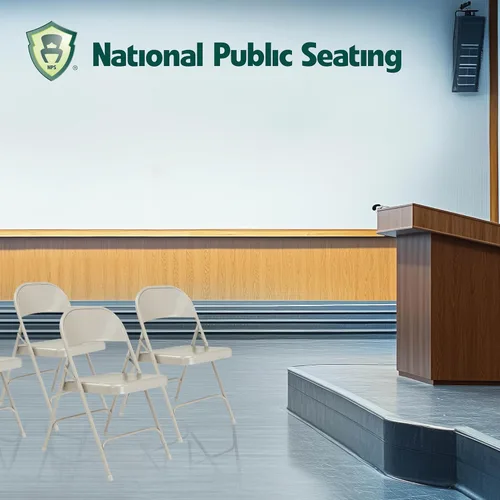 Vista 4 de National Public Seating Silla estándar plegable de acero con tapizado de vinilo. caja x 4, Gris, 4