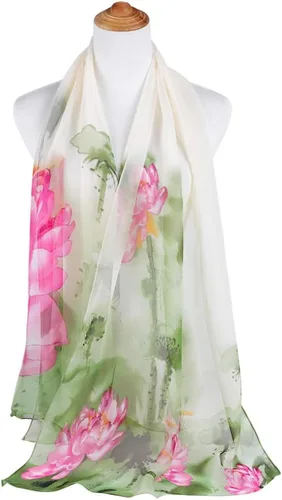 Vista 4 de E-Clover Bufanda transparente de gasa suave con estampado floral para mujer