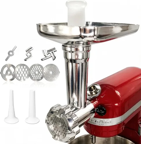 Vista 7 de Accesorio de repuesto para picadora de carne con kit de relleno de salchichas y bandeja de alimentos, compatible con KitchenAid Artisan Series 5