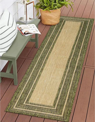 Vista 47 de Liora Manne Carmel - Alfombra tejida de perfil bajo de fácil cuidado para interiores y exteriores, color aguamarina, 6 pies 6 pulgadas x 9 pies 4