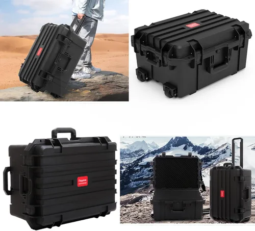 Vista 8 de Regetek Funda rígida impermeable, 27 x 20 x 13 pulgadas, funda rígida con ruedas, mango retráctil para cámara, dron, herramienta, electrónica, a