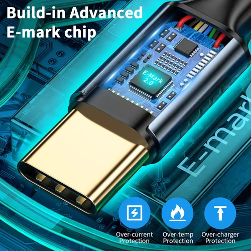 Vista 7 de Duttek Cable USB C de 240 W de 3 pies/3.3 ft, cable USB C a USB C PD 3.1, cable trenzado USB C macho a macho de nailon con chips inteligentes E-Mark